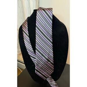 Joseph & Feiss International Shades of Grey Purple Silk Striped Tie